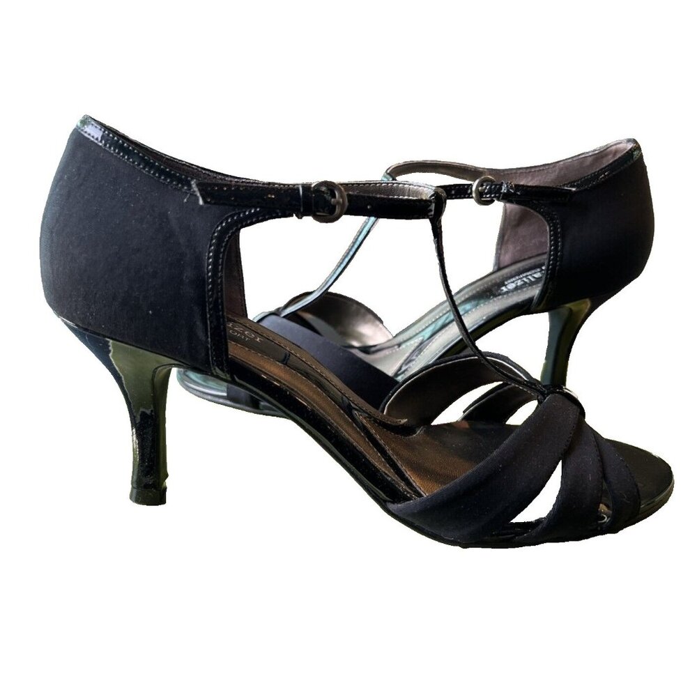 Naturalizer Princeton T-Strap Sandals Black Sz 10 Heels Shoes  Comfort